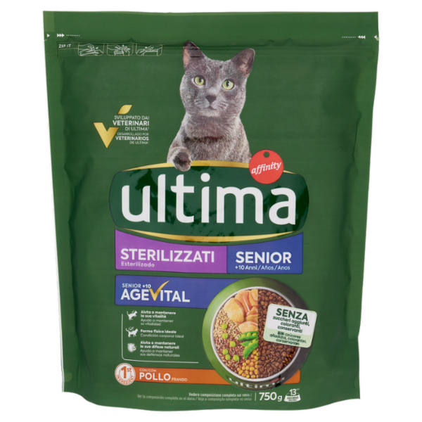 ultima Cat Sterilizzati Senior +10 Anni con Pollo 750 g