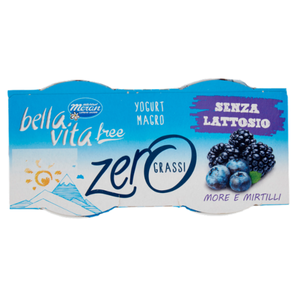 bella vita free Yogurt Magro Senza Lattosio Zero Grassi More e Mirtilli 2 x 125 g