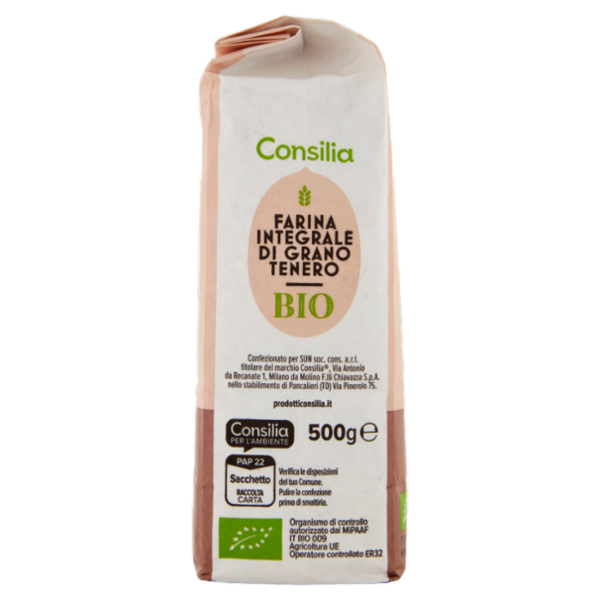 Consilia Farina Integrale di Grano Tenero Biologica 500 g