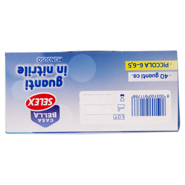 Selex Casa Bella Guanti Monouso in Nitrile Misura Piccola (6-6,5) Dispenser 40 pezzi