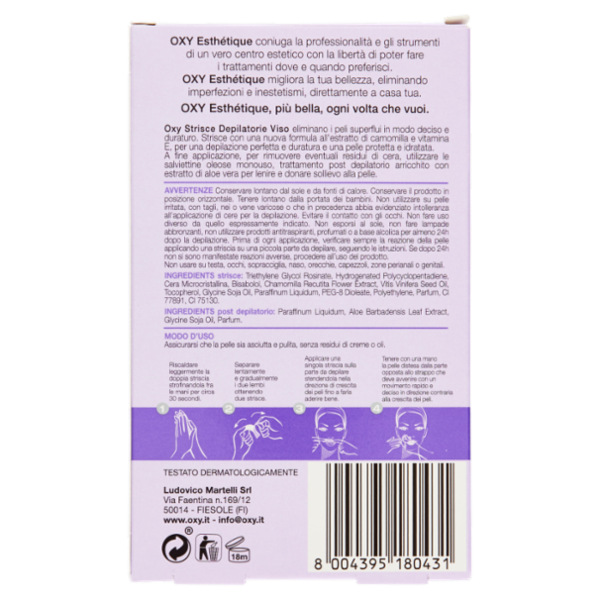 Oxy esthétique Strisce Depilatorie Viso 20 strisce+10 Gratis