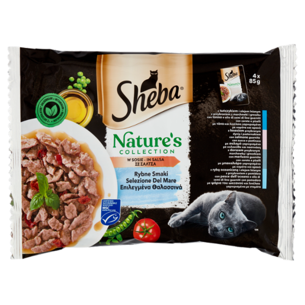 Sheba Nature's Collection Cibo Umido Gatto Selezione del Mare in Salsa 4 bustine da 85g