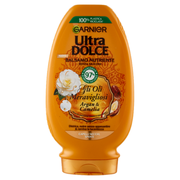 Garnier Ultra Dolce Balsamo Meraviglioso all'olio d'argan e di camelia per capelli secchi, 200 ml