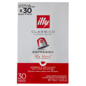 Illy Classico Espresso Capsule Compatibili Con Le Macchine Nespresso* 30 Capsule In Alluminio 171g
