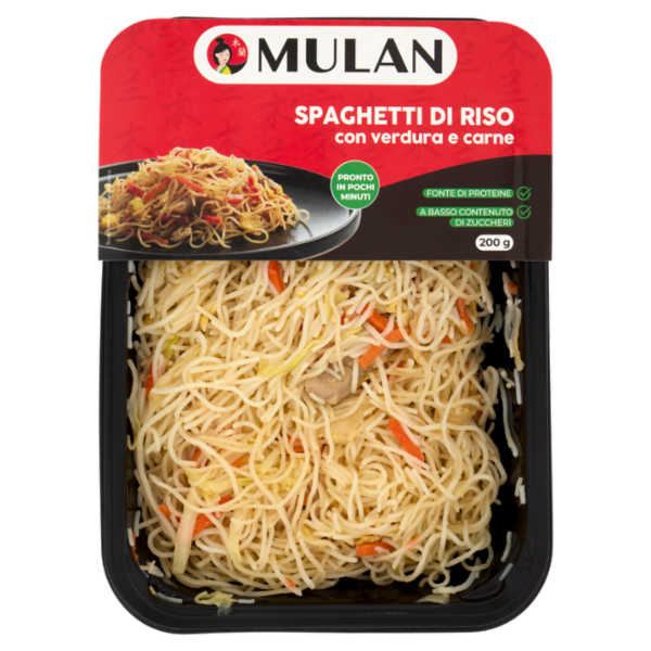 Mulan Spaghetti di Riso con verdura e carne 200 g