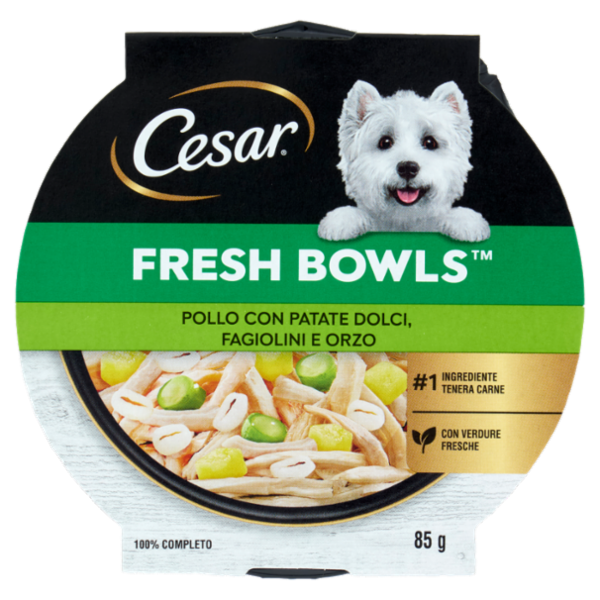 Cesar Fresh Bowls Cibo umido Cane Pollo Patate dolci 85 g