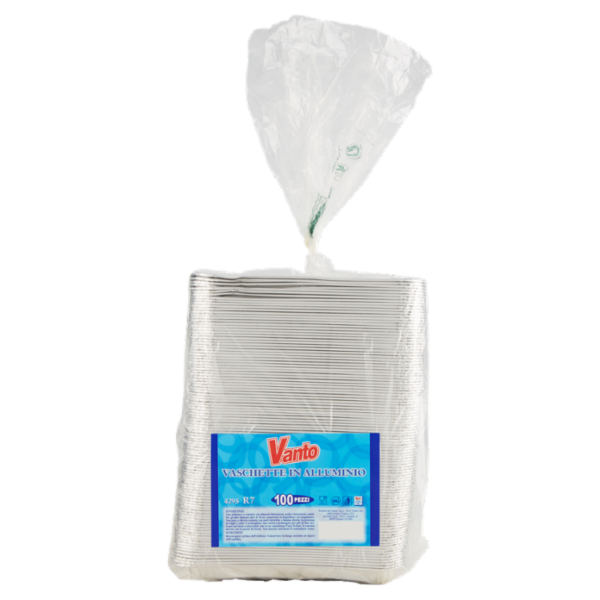 Vanto Contenitore in Alluminio 20x12x2,5 cm 100 pezzi