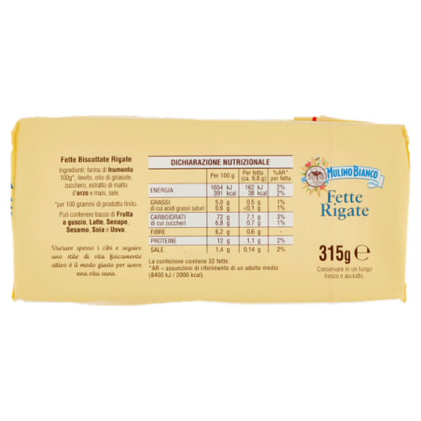 Mulino Bianco Fette Biscottate Rigate 315g
