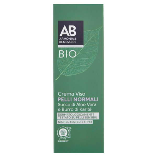 Armonia & Benessere Crema Viso per Pelli Normali Bio con Succo di Aloe Vera e Burro di Karitè 50 ml