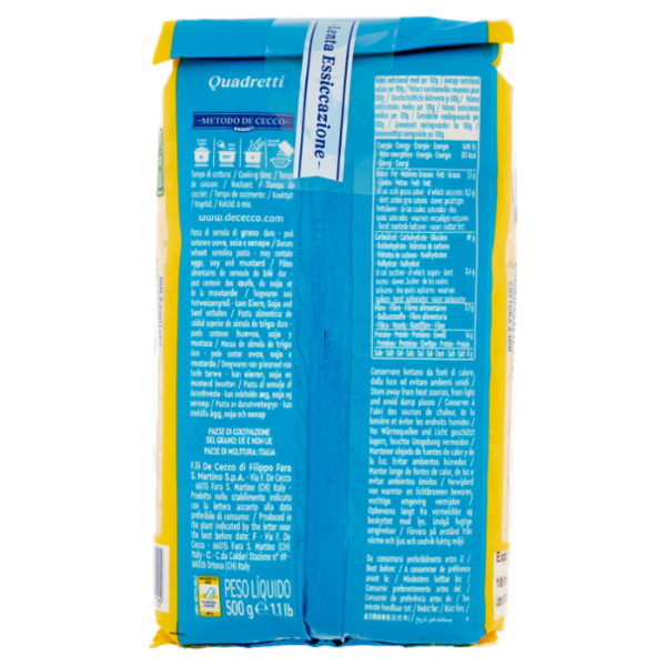 De Cecco Quadretti n°172 500 g
