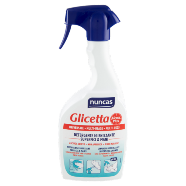 nuncas Glicetta Alcool Plus Universale Detergente Igienizzante Superfici & Mani 500 ml