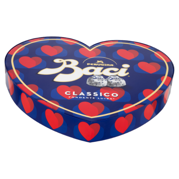 BACI PERUGINA Classico Cioccolatini Fondenti ripieni al Gianduia Scatola Cuore San Valentino 150g