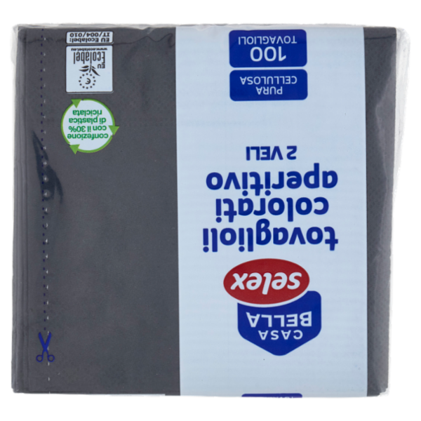 Selex Casa Bella Tovaglioli 2 Veli 25x25 cm Nero 100 pezzi
