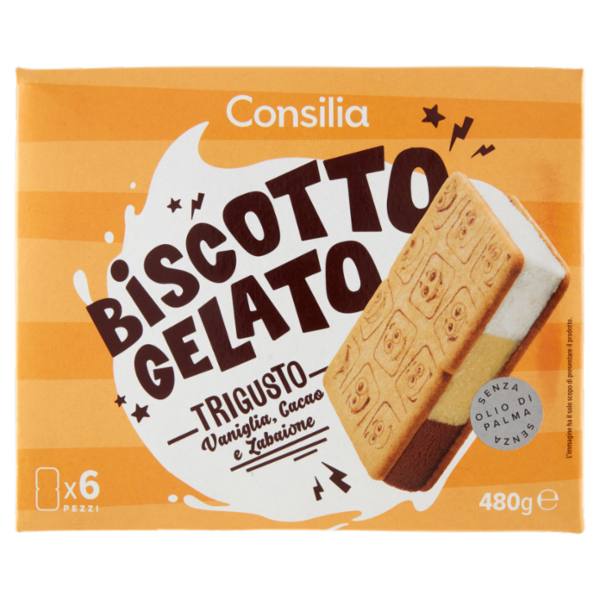 Consilia 6 Biscotti Ripieni di Gelato Trigusto 480 g