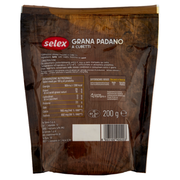 Selex Grana Padano a Cubetti D.O.P. 200 g