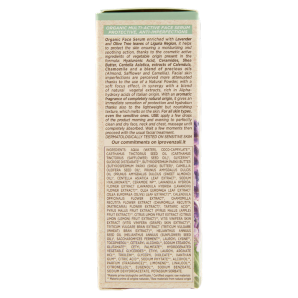 I Provenzali Bio Siero Viso Multiattivo Biologico Lavanda Ligure 30 mL