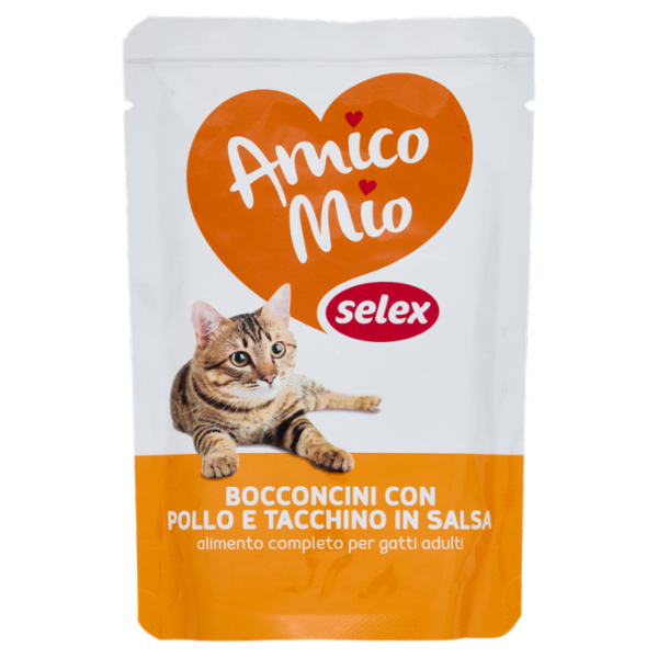 Selex Amico Mio Gatto Bocconcini con Pollo e Tacchino in Salsa 100 g