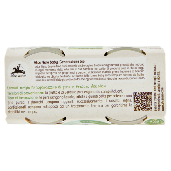 alce nero Omogeneizzato di Pera e Finocchio 2 x 80 g