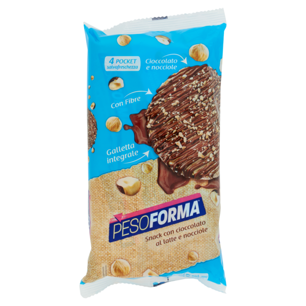 Pesoforma Gallette Snack di riso integrale, con cioccolato al latte e nocciole - 8 x 17,75 g