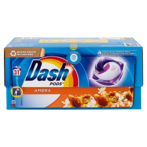 Dash Pods Detersivo Lavatrice In Capsule, Ambra, 31 Lavaggi 623,1 g
