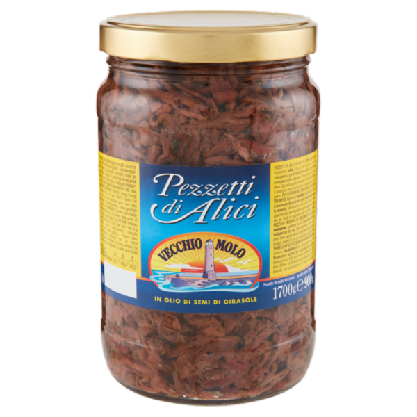 Vecchio Molo Pezzetti di Alici in Olio di Semi di Girasole 1700 g