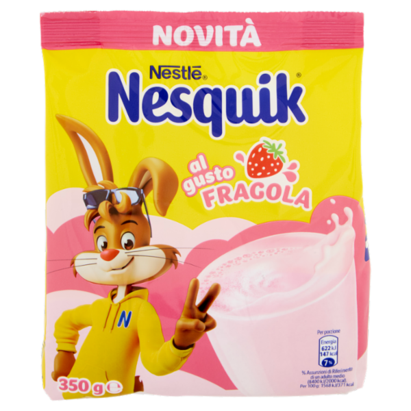 NESQUIK Fragola Preparato per Bevanda Solubile gusto Fragola Sacchetto 350g