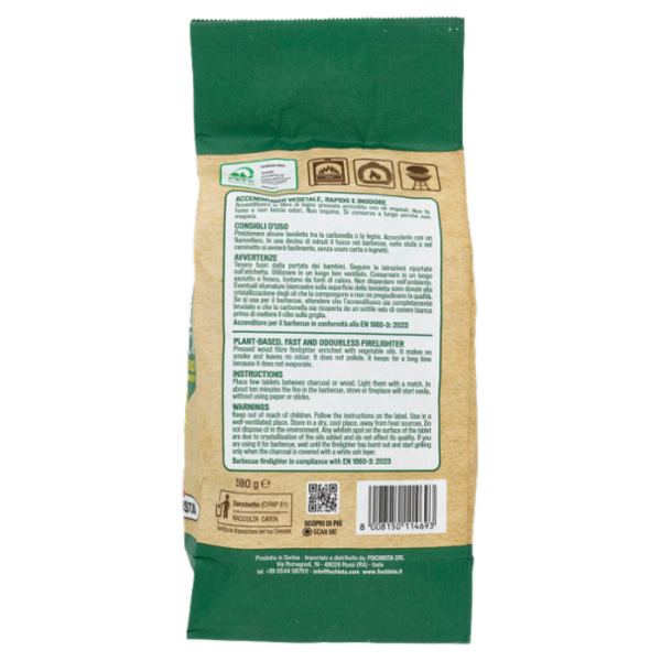 Fochista Verdefuoco Accendifuoco per Barbecue, Camini e Stufe 96 Cubi 580 g