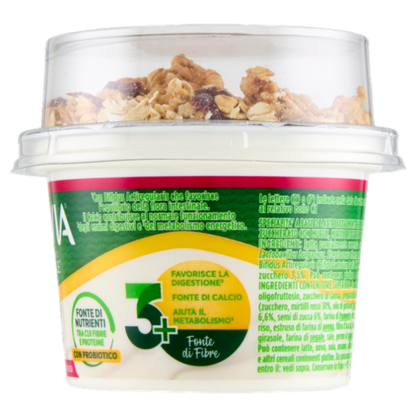 ACTIVIA Fibre Mix&Go con Probiotico Bifidus, Yogurt Bianco con Muesli,Semi Zucca,Mirtilli Rossi,170g
