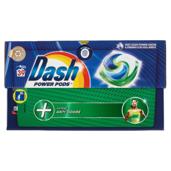 Dash Power Pods Detersivo Lavatrice In Capsule, Azione Anti-Odore, 39 Lavaggi 920,4 g