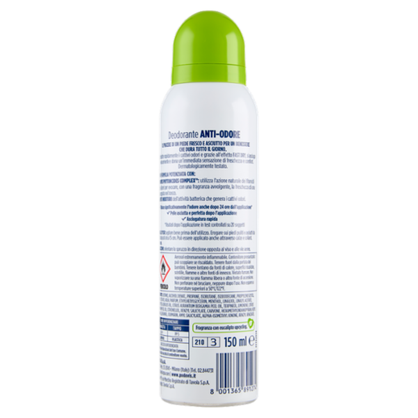 Podovis Deodorante Anti-Odore Fast Dry con Mentolo 150 ml