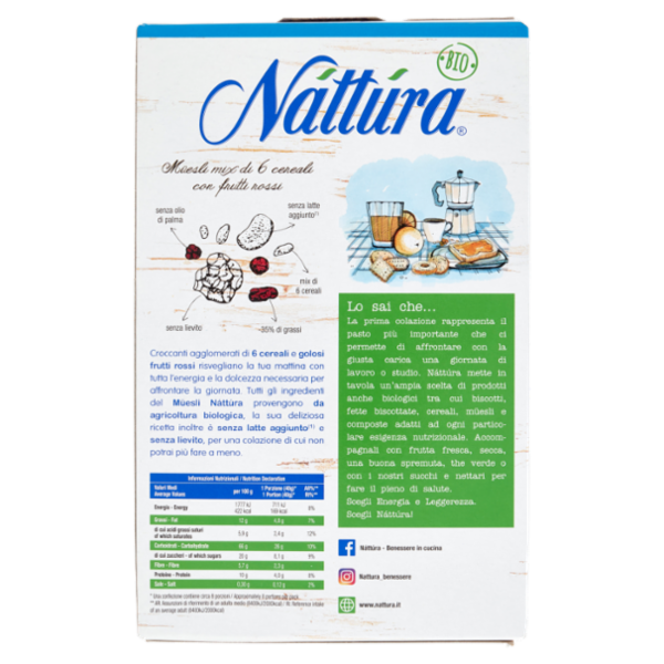 Náttúra Müesli mix di 6 cereali con frutti rossi Bio 300 g