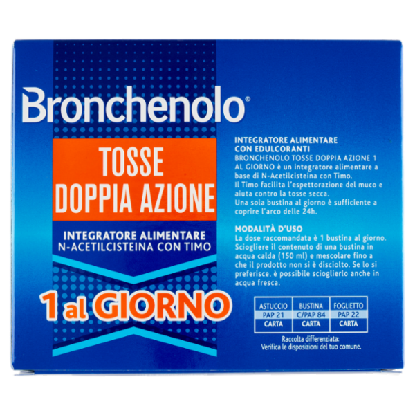 Bronchenolo Tosse Doppia Azione Integratore Alimentare N-Acetilcisteina con Timo 10 x 3 g
