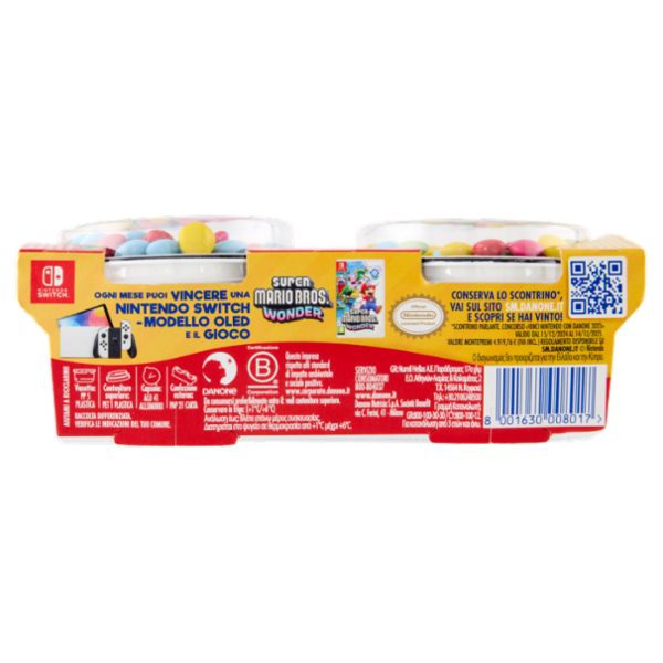 DANONE Super Mario, Yogurt gusto Banana con Confettini, 2x110g