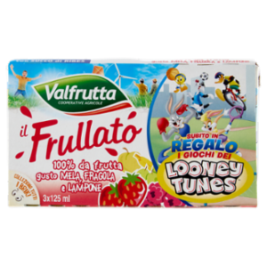 Valfrutta Il Frullato 100% Da Frutta Gusto Mela, Fragola e Lampone 3 x 125 Ml