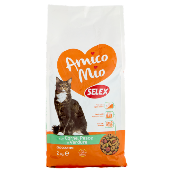 Selex Amico Mio Gatto Croccantini con Carne, Pesce e Verdure 2 kg