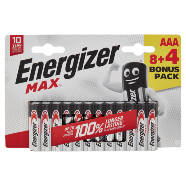 Energizer Max AAA Alkaline 8+4 pz