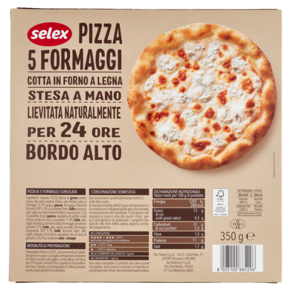 Selex Pizza 5 Formaggi Surgelata 350 g