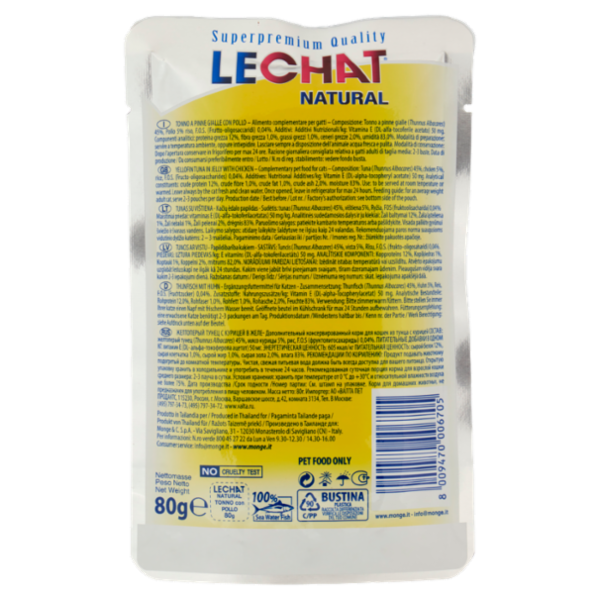 LeChat Natural Prelibati Pezzetti di Tonno con Pollo 80 g
