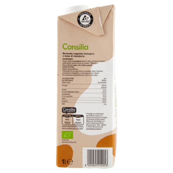 Consilia Bevanda a Base di Mandorla Biologica 1 L