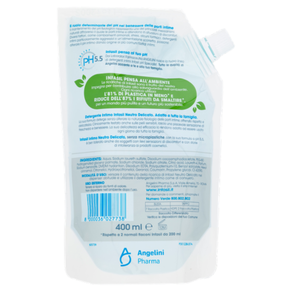 infasil pH Specialist 5.5 Intimo Neutro Delicato Ricarica 400 ml