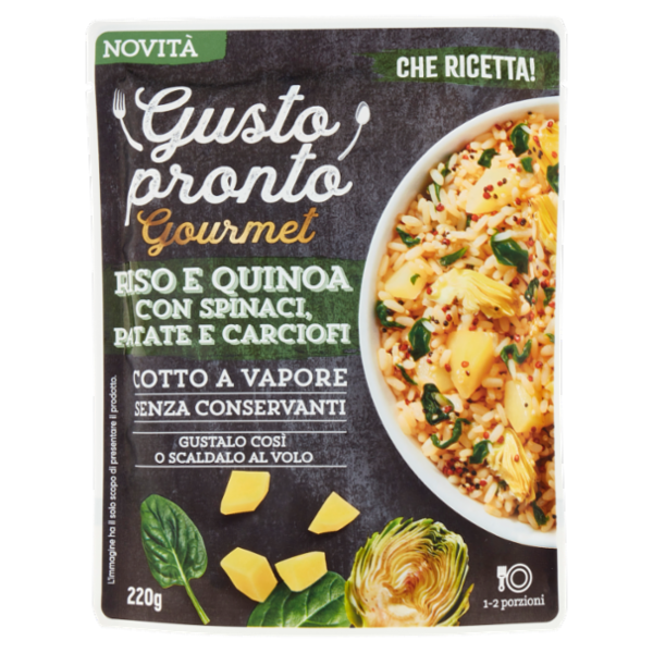 Gusto pronto Gourmet Riso e Quinoa con Spinaci, Patate e Carciofi 220 g