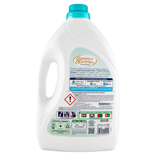 Spuma di Sciampagna Pulito & Tradizione Lavatrice Igienizzante Brezza Montagna 3000 ml