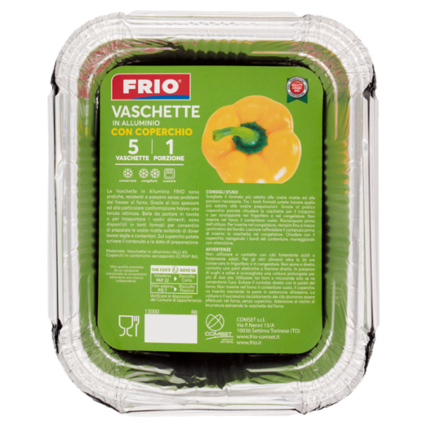 Frio Vaschette in Alluminio con Coperchio 1 Porzione 5 pz
