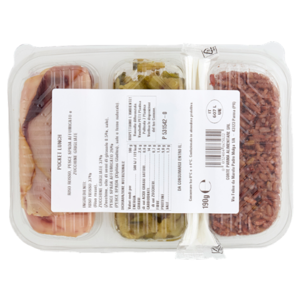 Amoretti Pocket Lunch Pesce spada e Riso rosso con contorno di Zucchine grigliate 190 g