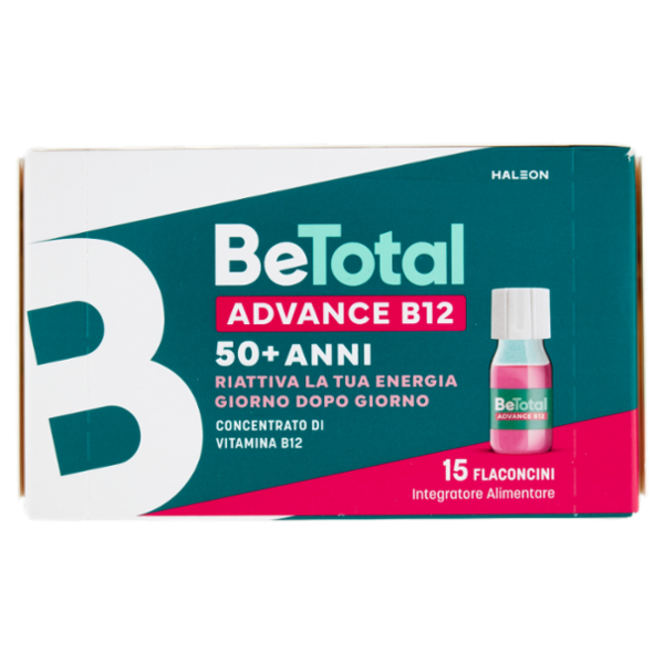 BeTotal Advance B12 Integratore con Vitamina B12, Zinco, Niacina, 50+ anni, 15 Flaconcini 105 ml