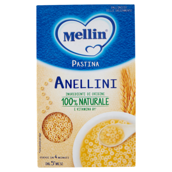 MELLIN Pastina 100% Naturale Anellini con farina Grano Tenero 320 g