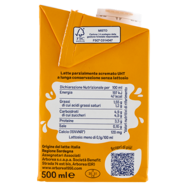 Arborea Ad Latte Parzialmente Scremato ad Alta Digeribilità Senza Lattosio 500 ml
