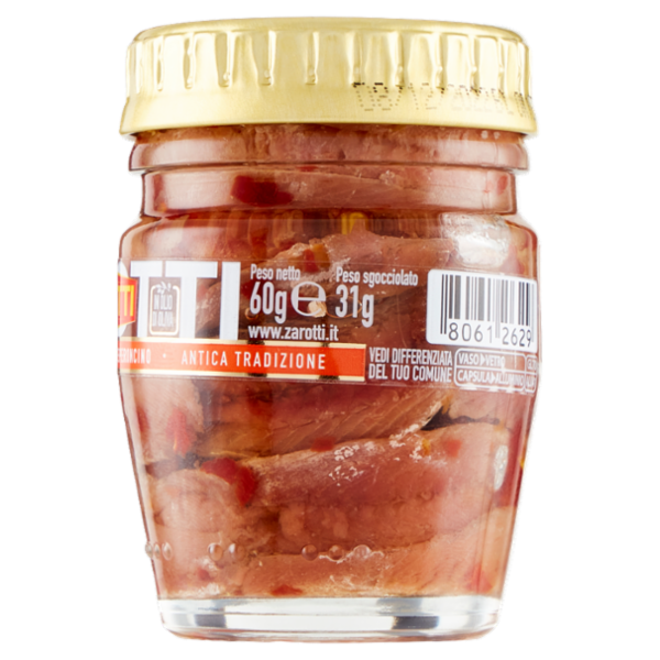 Zarotti Filetti di Alici con Peperoncino in Olio di Oliva 60 g