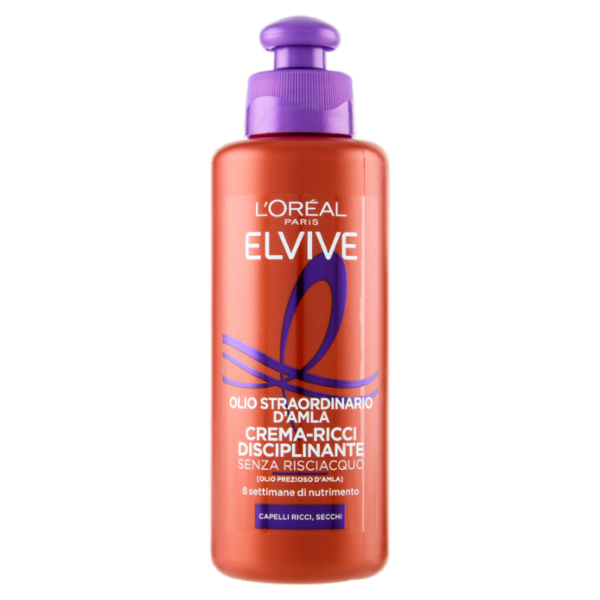 Elvive Olio Straordinario d'Amla Crema-Ricci Disciplinante, per Capelli Ricci e Secchi, 200 ml