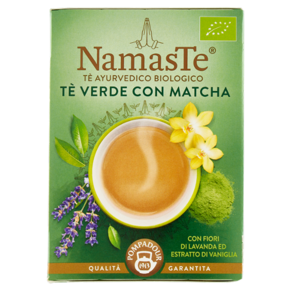 Pompadour NamasTe Tè Ayurvedico Biologico Tè Verde con Matcha 15 x 1,8 g